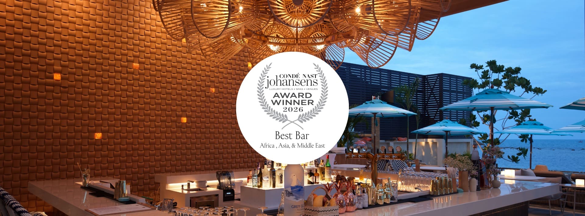 Cabanas Beach Club ที่ Marasca Samui ได้รับรางวัล Best Bar จากงาน Condé Nast Johansens Awards for Excellence 2026